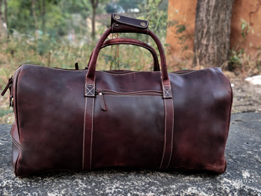 vintage brown leather holdall