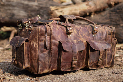 Rugged Leather Duffle Bag
