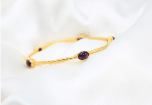 Gold Amethyst Stone Bangle - Jewellery