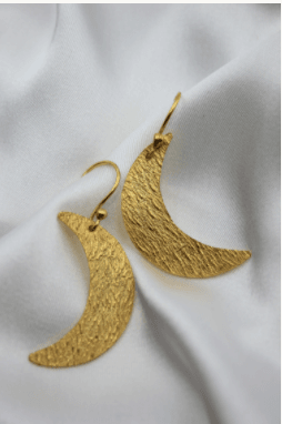 Gold Moon Shaped Earnings - Jewellery