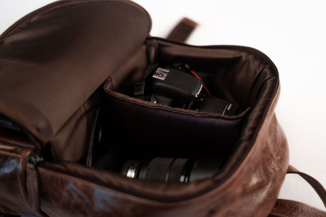 retro leather backpack