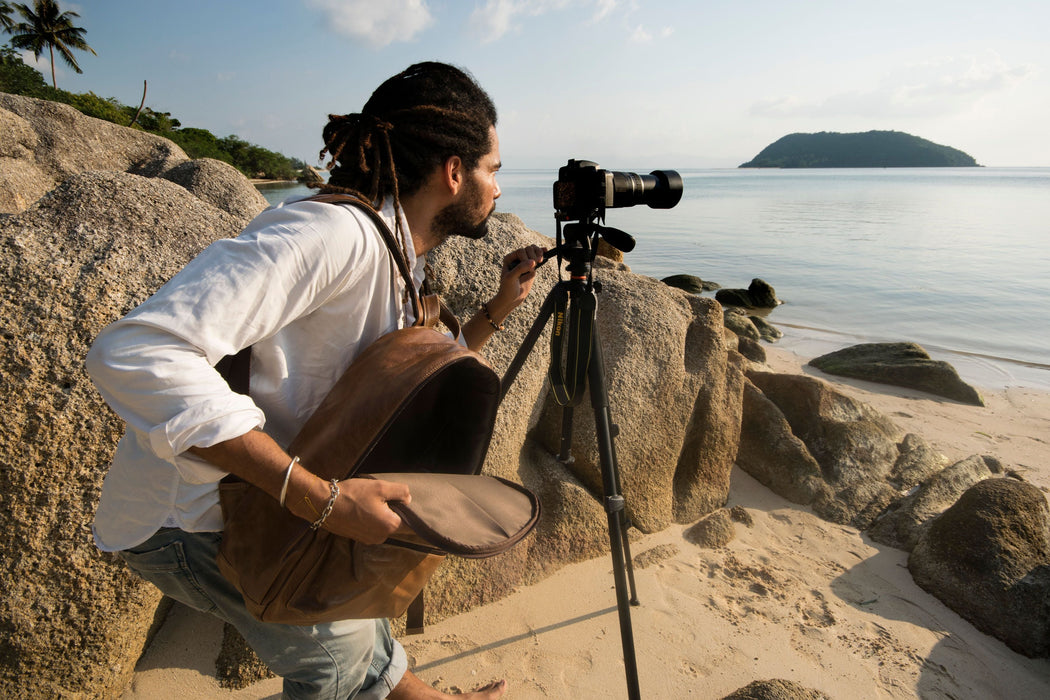 Vintage Leather Camera Backpack - Leather Bag