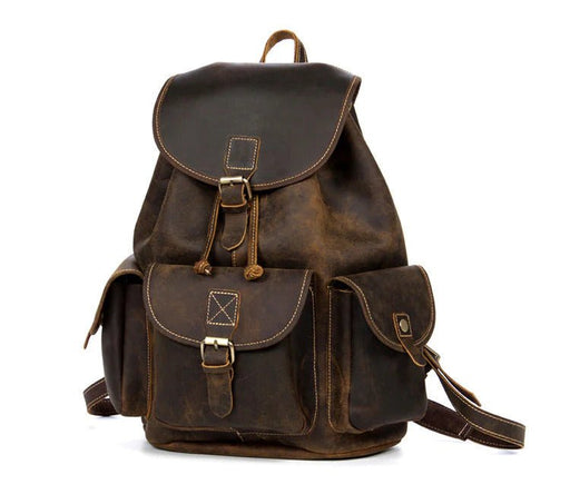 distressed leather laptop backpack