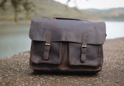 dark brown leather briefcase