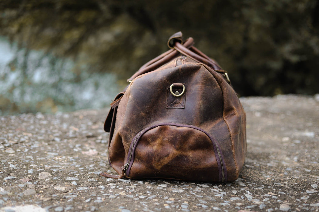 Distressed Brown leather duffle