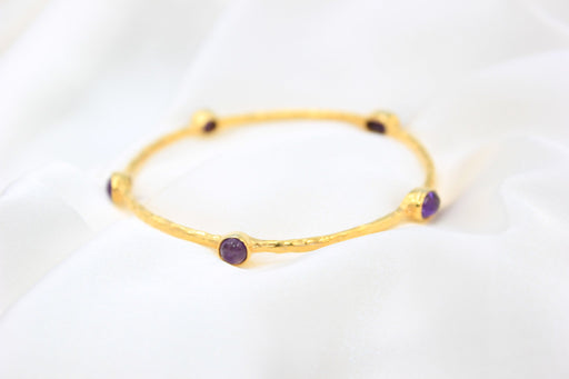 Gold Amethyst Stone Bangle - Jewellery