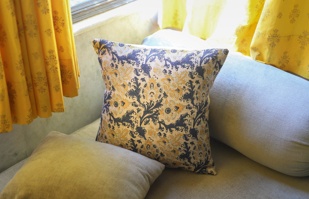 Blue Floral Print Cushion Cover - Cushion covers