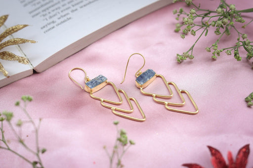 Gold Aquamarine Stone Earrings - Jewellery