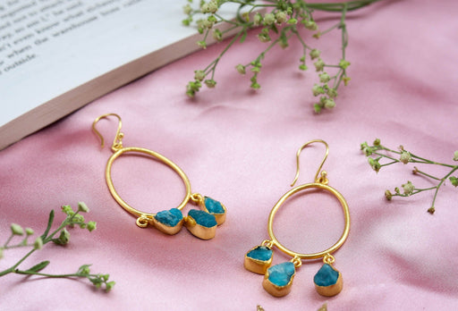 Gold Earrings With Blue Stones - Jewellery