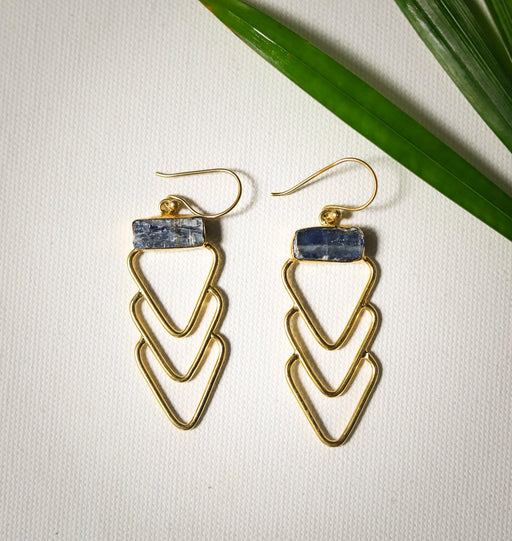 Gold Aquamarine Stone Earrings - Jewellery