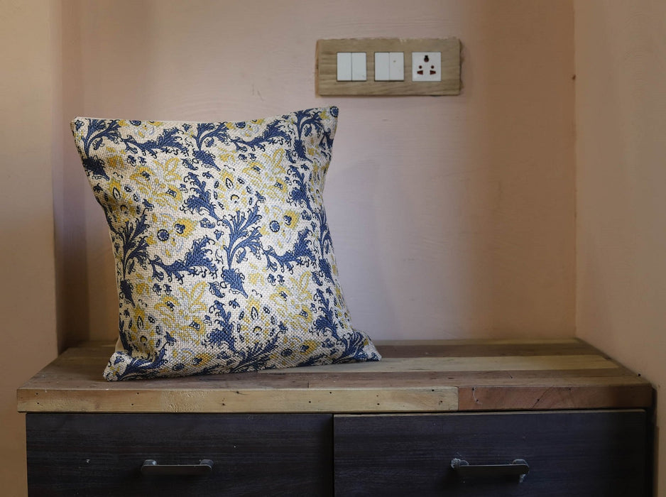 Blue Floral Print Cushion Cover - Cushion covers
