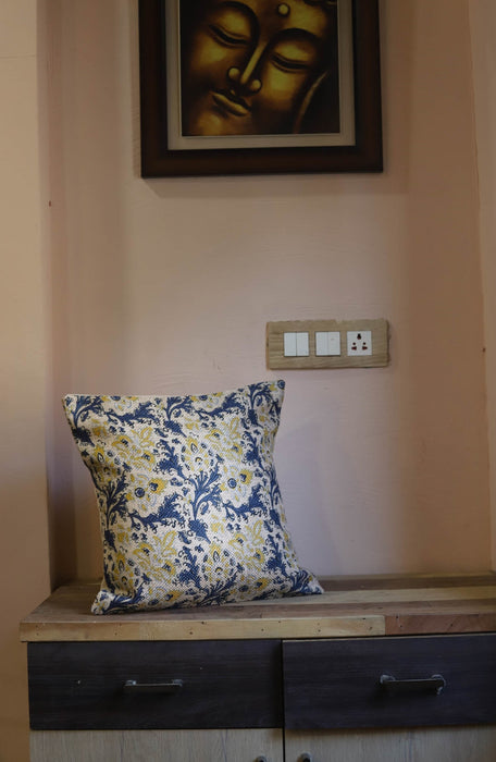 Blue Floral Print Cushion Cover - Cushion covers