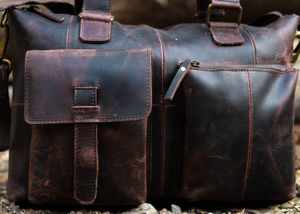 rugged leather laptop briefcase 