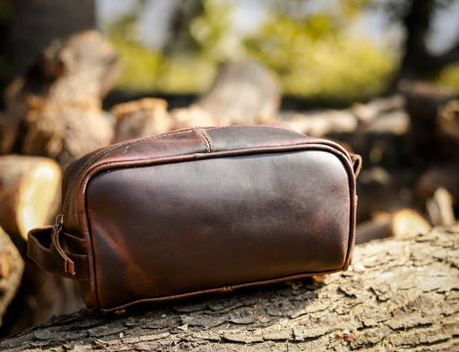 mens leather wash bag