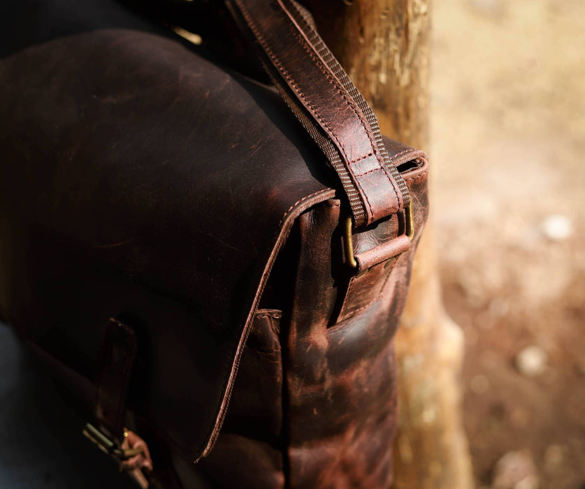 rugged leather laptop bag