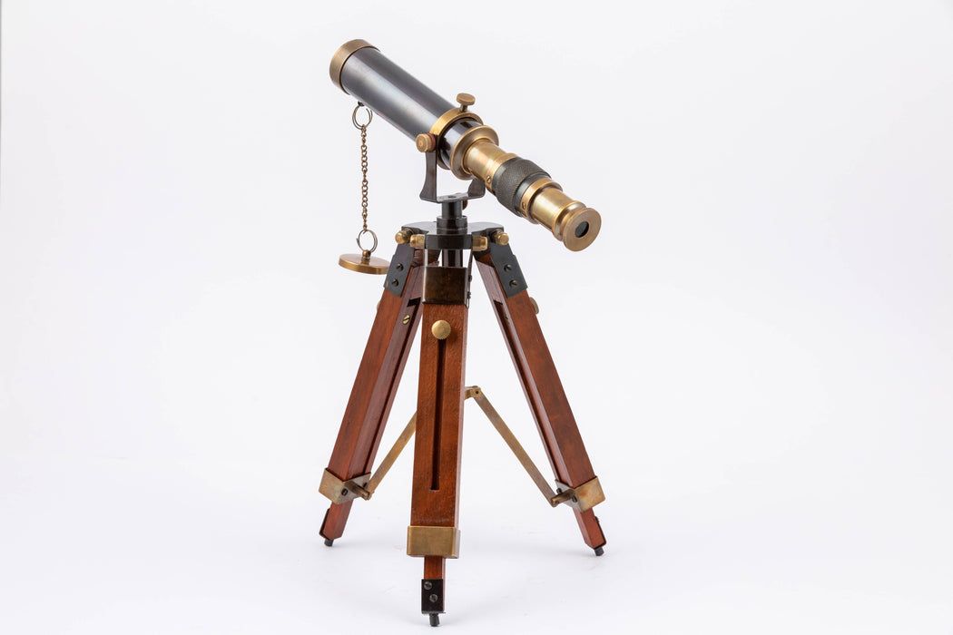 Vintage Brass Telescope With Tripod - Telescopes