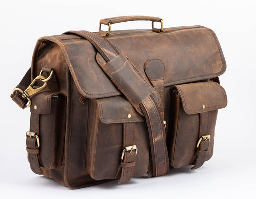 old leather briefcase