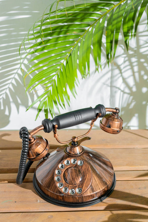 antique brown rotary phone