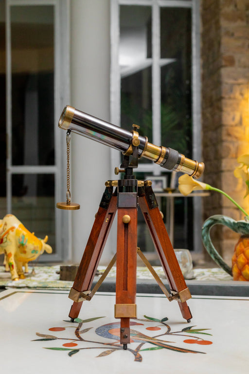 Vintage Brass Telescope With Tripod - Telescopes