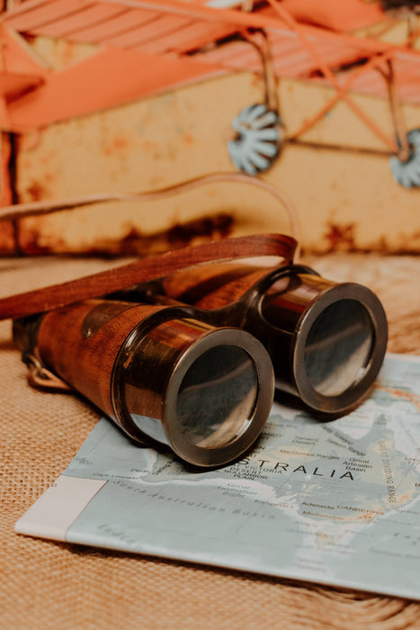 Vintage Binoculars With Leather Case - Binoculars