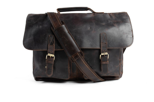 Distressed Brown Leather Briefcase