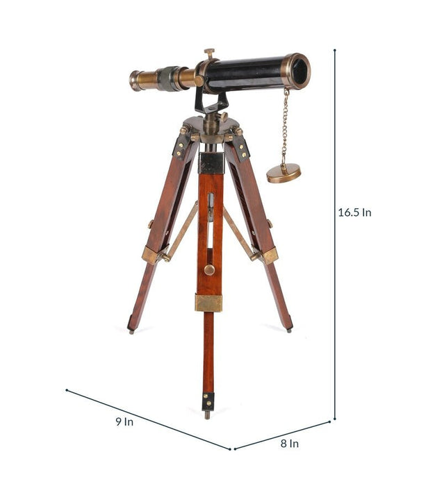 antique brass telescope with tripod