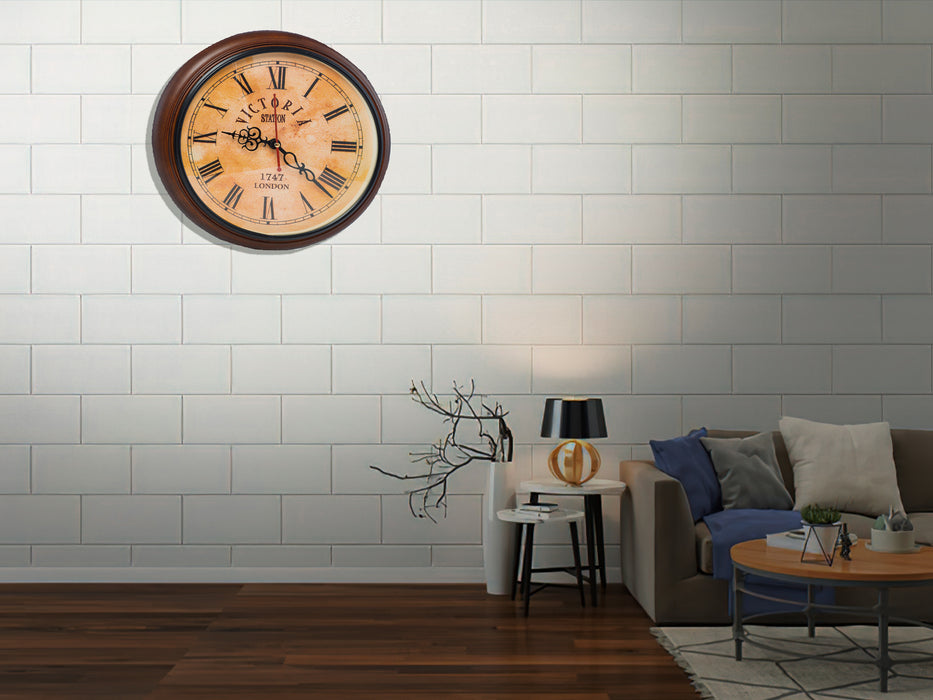 Retro Dark Brown Wall Clock - Wall Clocks
