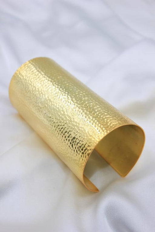 Wide Hammered Hinged Cuff in 18k Italian Yellow Gold (27 mm)