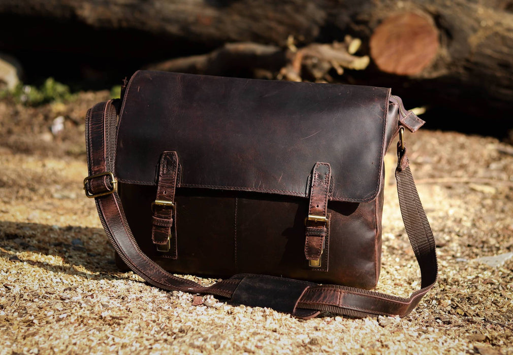 KALATING Mens Leather Briefcase Messenger Laptop Bag Office Bag Shoulder  Bag Up to 15 17 inch Laptop Brown