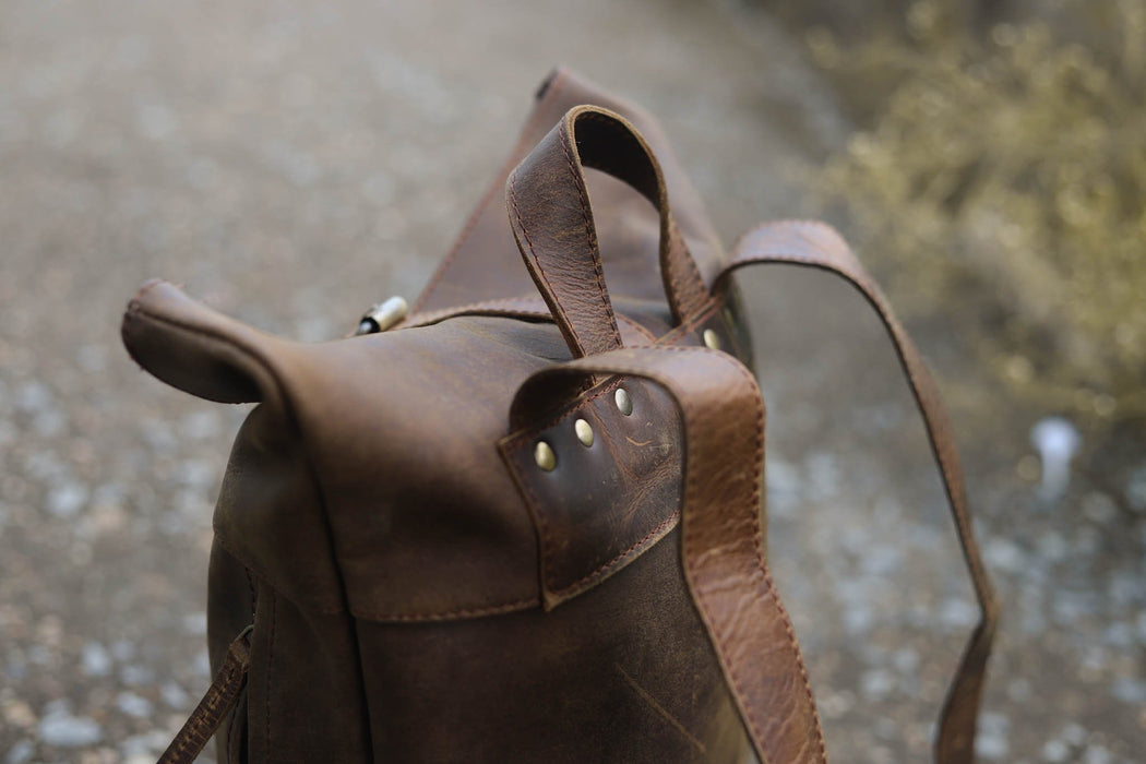Mens Leather Backpack - Rucksack Chestnut