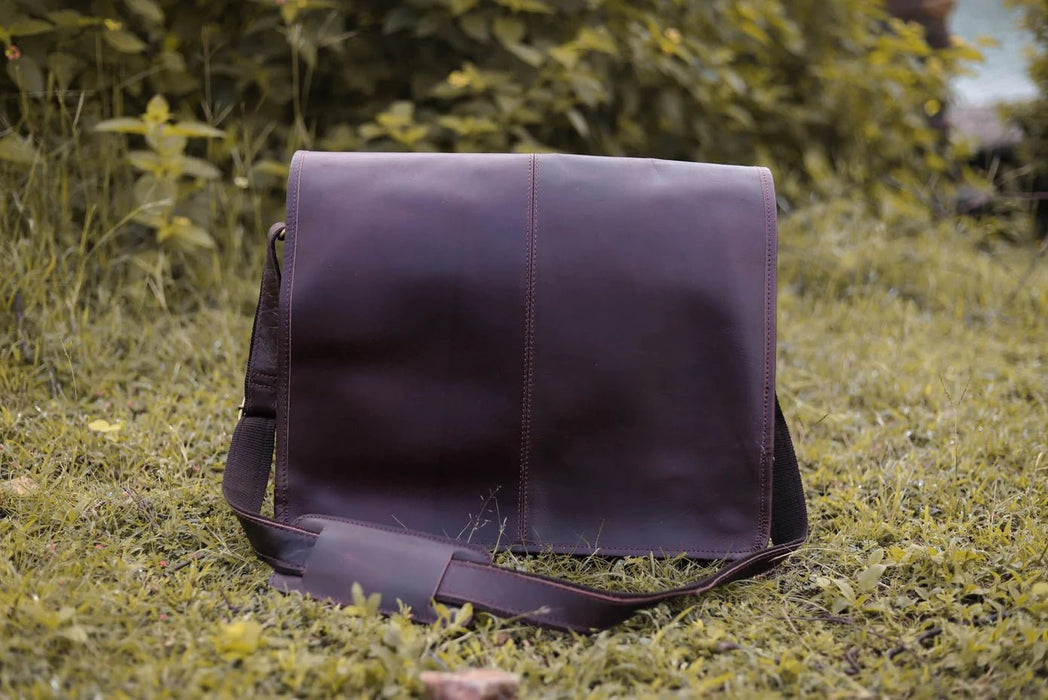 Black Leather Messenger Bag 18 Inch The Handmade Store