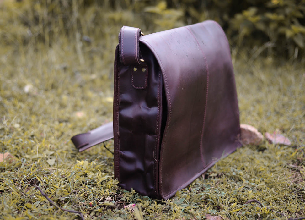 Purple leather messenger bag hotsell