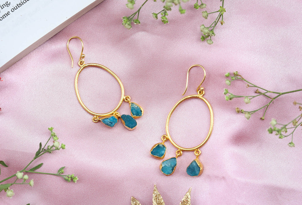 Gold Earrings With Blue Stones - Jewellery