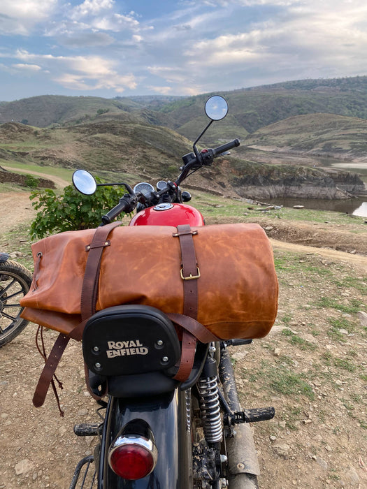 leather motorcycle tail bag