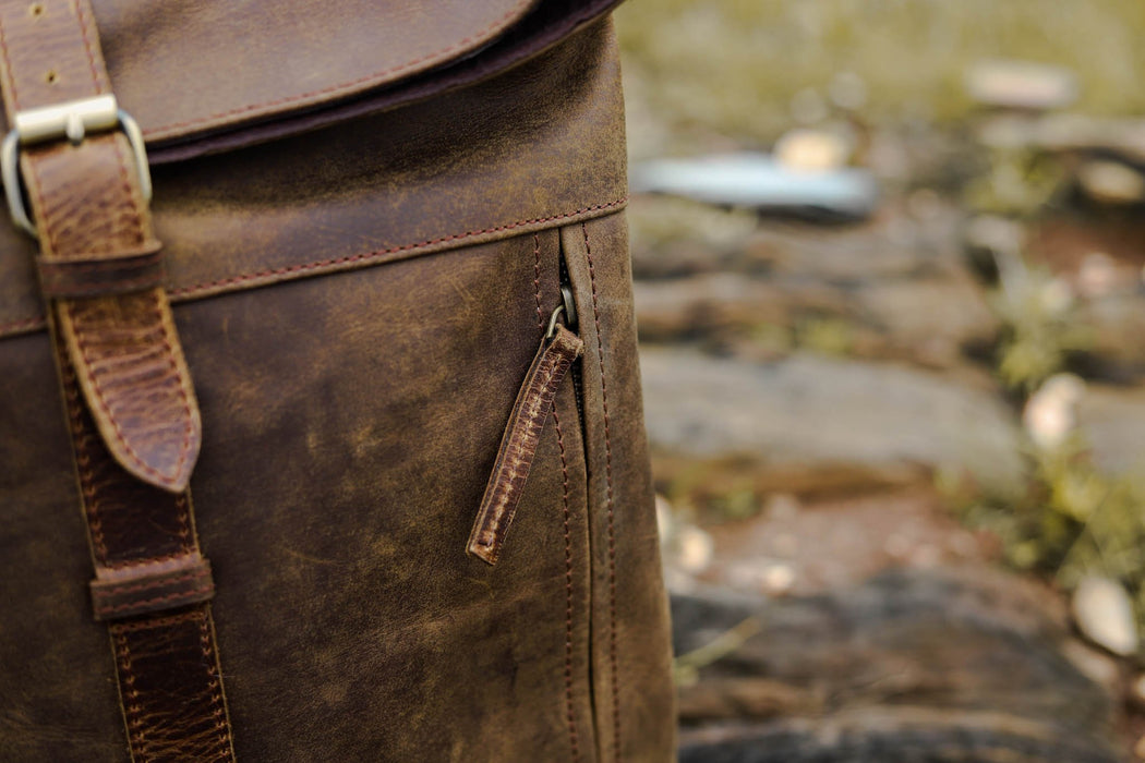 Men's Rustic Leather Backpack — The Handmade Store