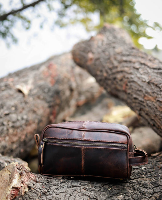 Brown Leather Wash Bags For Men — The Handmade Store