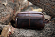 brown leather toiletry bag 