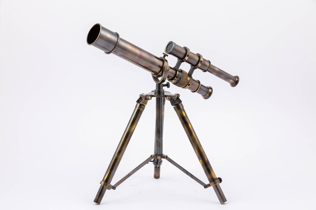 Large Antique Brass Telescope With Tripod Stand — The Handmade Store