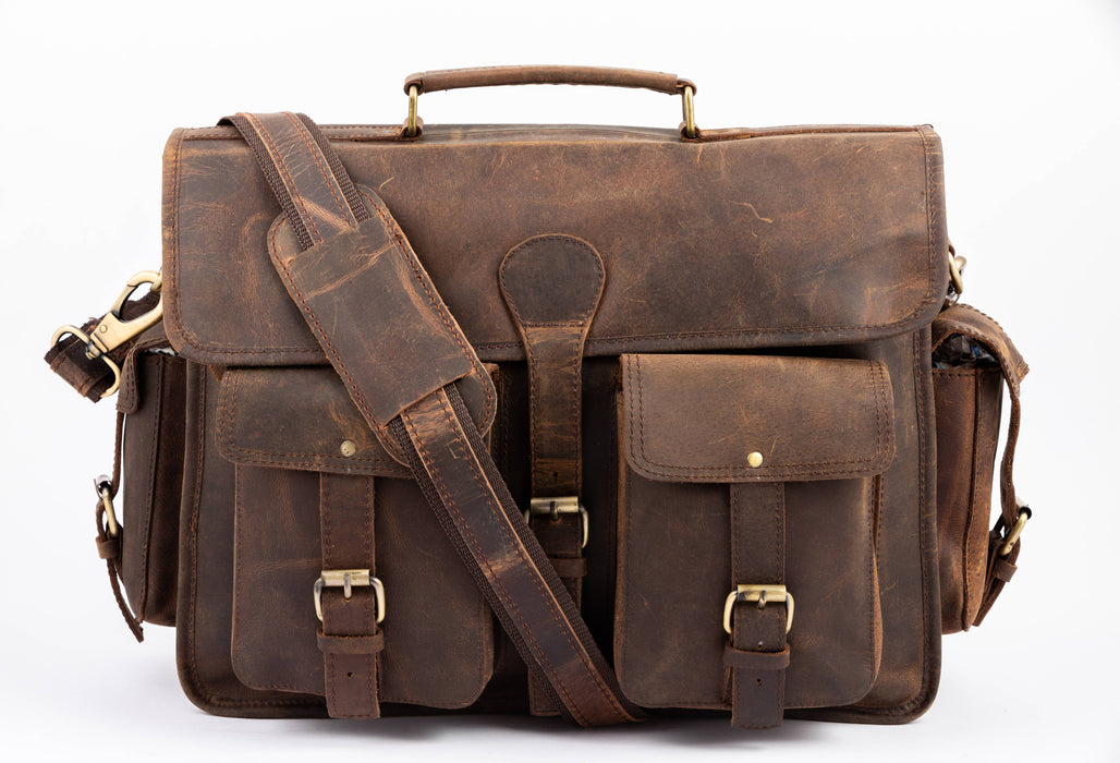 Antique Brown Leather Briefcase — The Handmade Store
