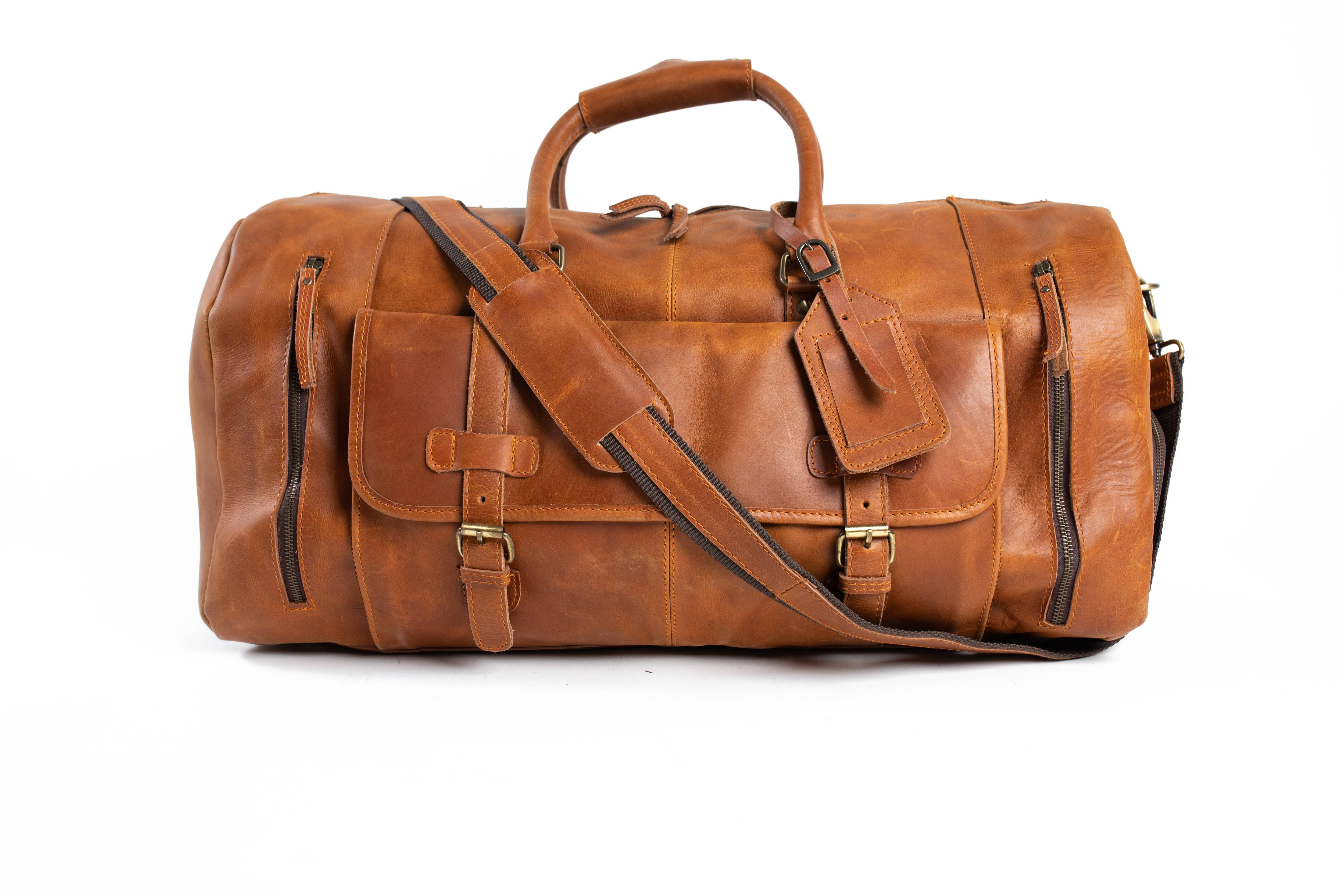 Men's unisex leather weekender bag Clearance