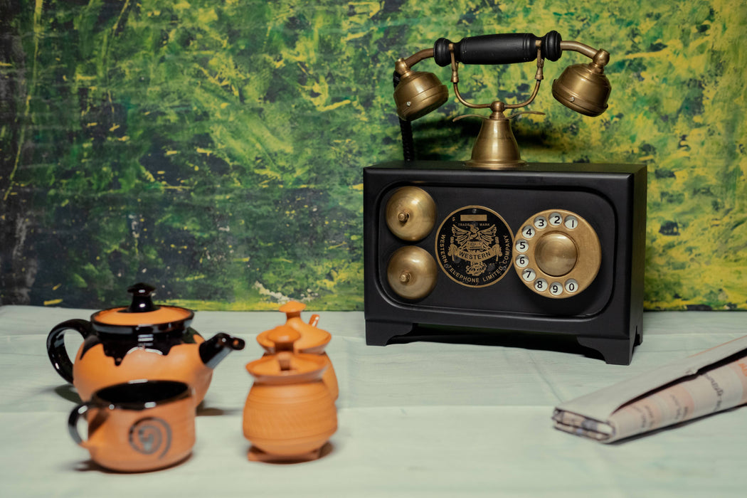Latest Wood,Brass Antique French Victorian Halloween Style Rotary DIAL Phone  Telephone : : Office Products