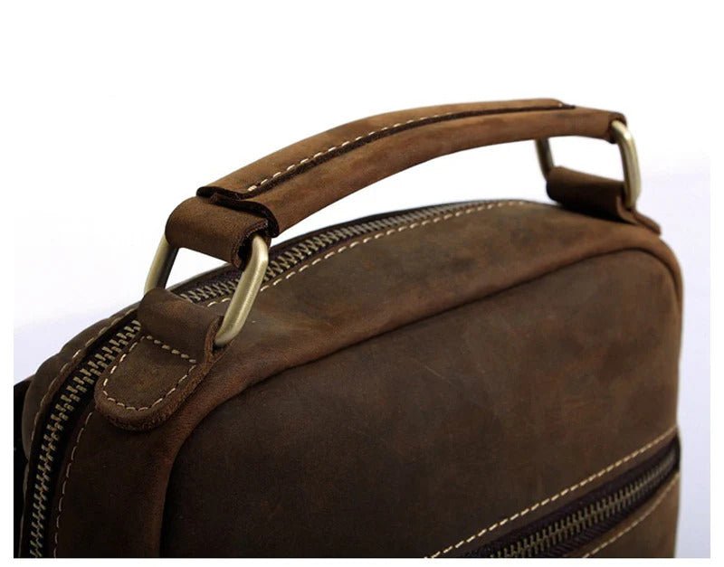 Brown leather small messenger bag